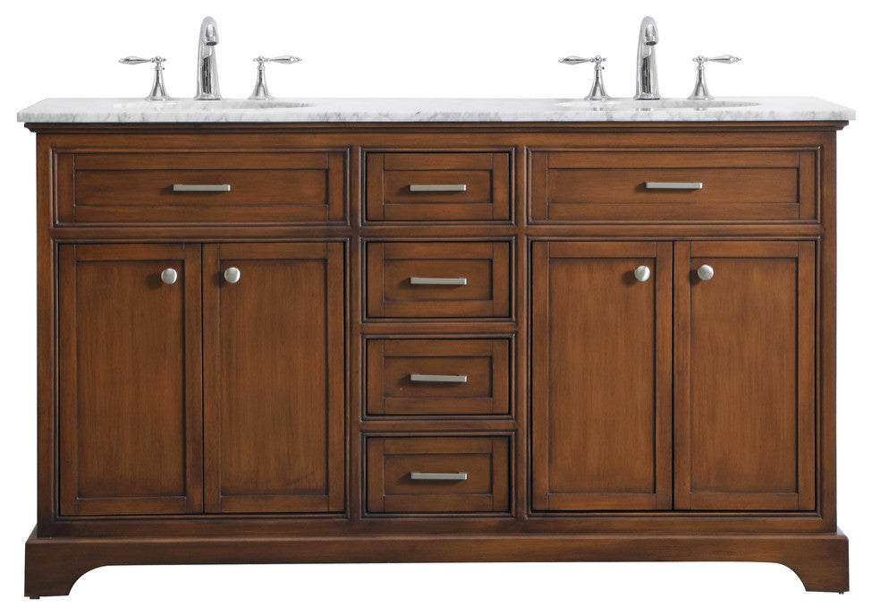 Home Living 60" Double Bathroom Vanity Set, Teak