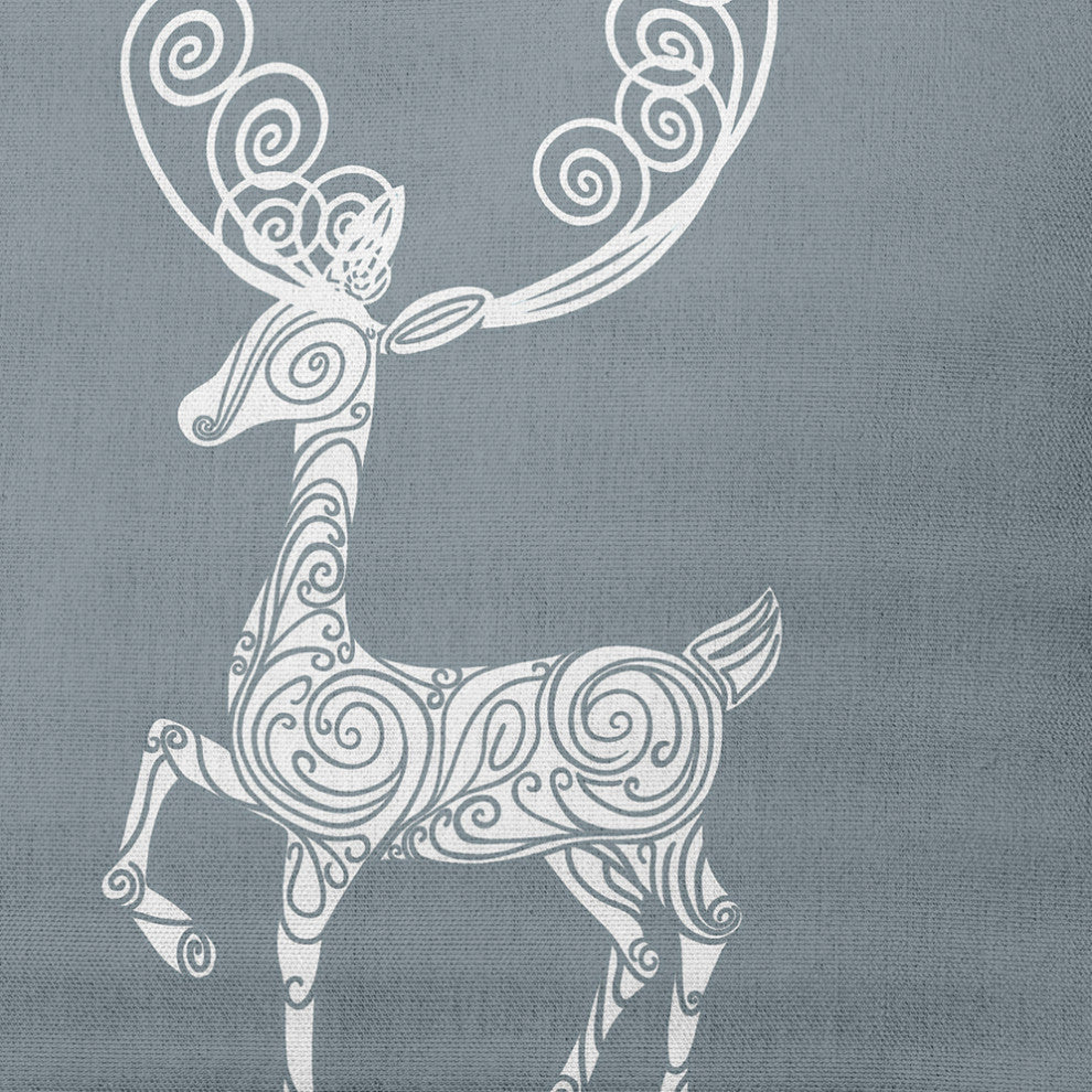 Fancy Holiday Reindeer Decorative Throw Pillow, Dusty Gray, 20"x20"