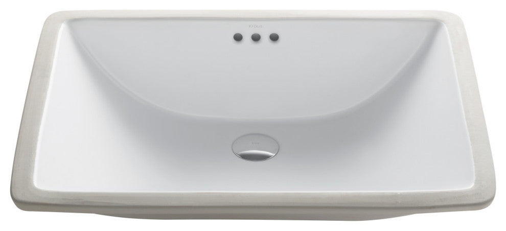 Elavo Ceramic Rectangle Undermount Bathroom Sink, White