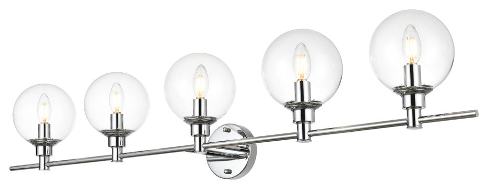 5 Light Chrome And Clear Bath Sconce