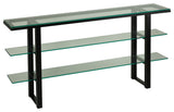 Cortesi Home Rozo Contemporary Three Tier Glass Console Table With Black Frame