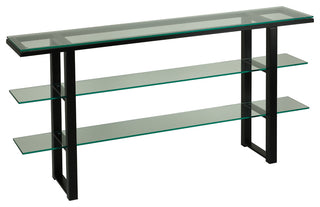 Cortesi Home Rozo Contemporary Three Tier Glass Console Table With Black Frame