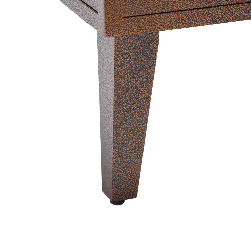 LeisureMod Walbrooke Square Fire Pit Table and Tank Holder, Brown