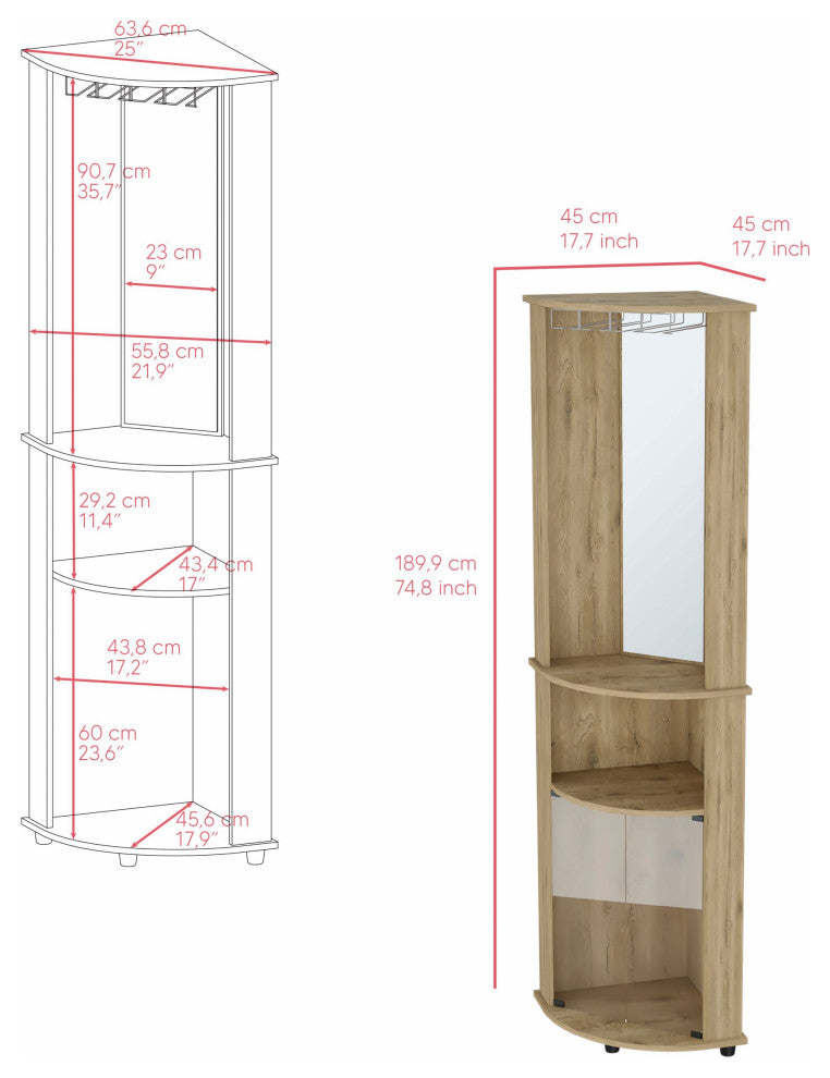 Corner Bar Cabinet Rialto, Living Room, Macadamia