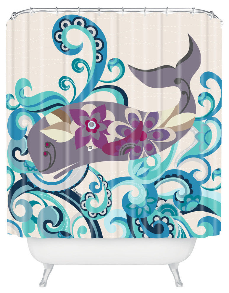 Valentina Ramos Whale Blossom Shower Curtain