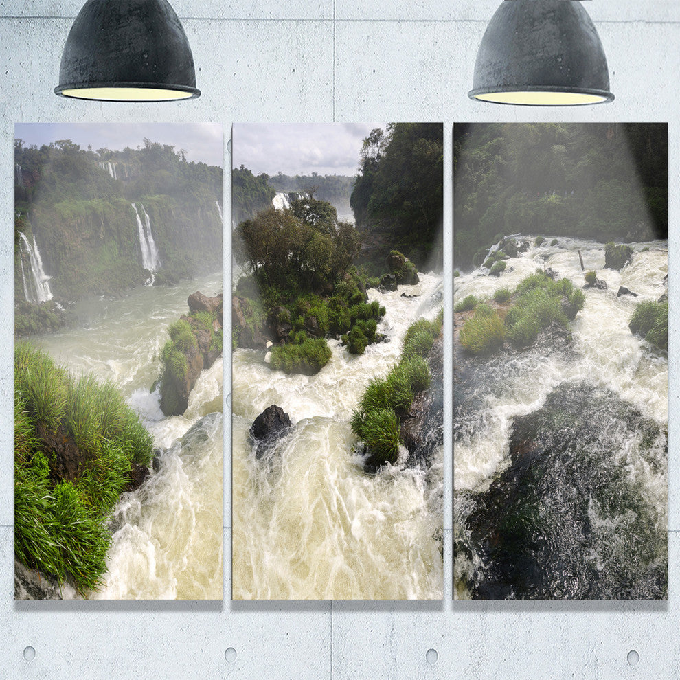 "Waterfall Iguacu Falls in Brazil" Metal Wall Art, 3 Panels, 36"x28"