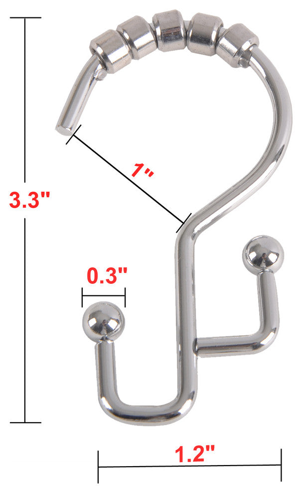 Utopia Alley Double Roller Shower Hook, Black, Chrome