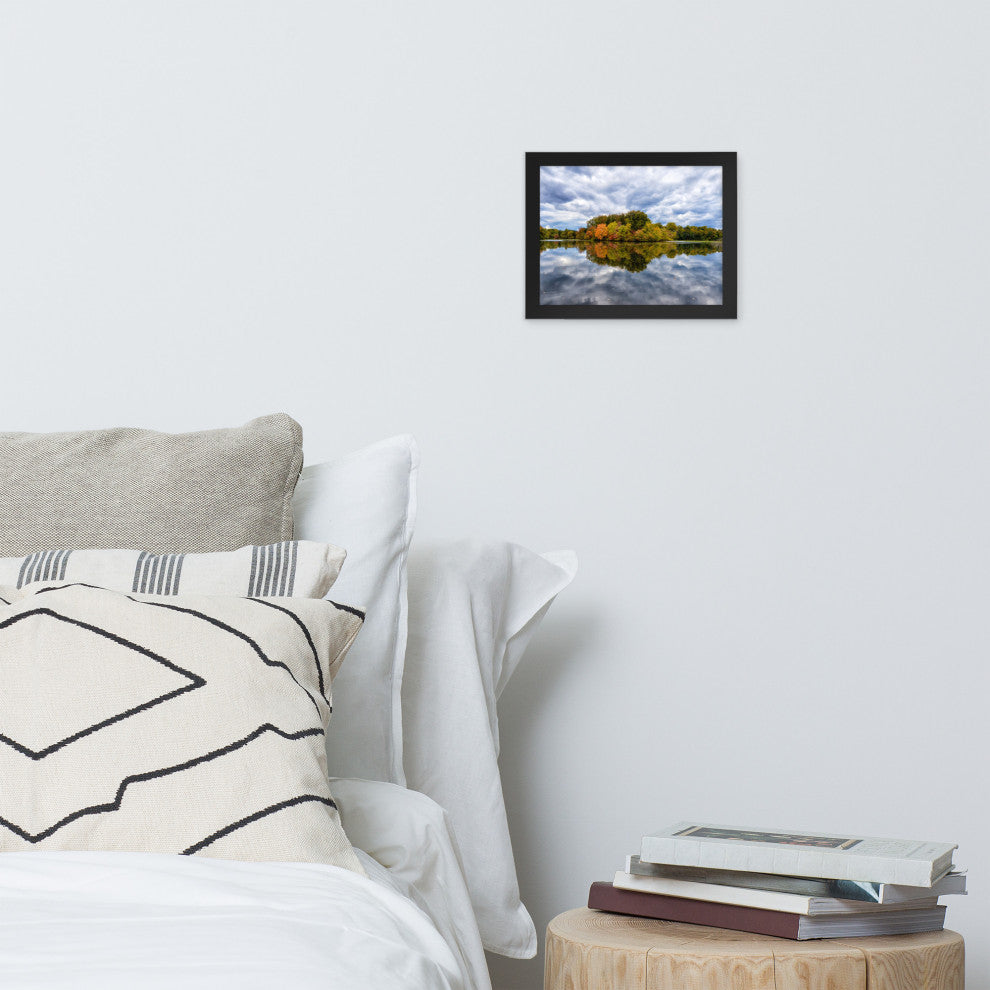 Autumn Reflections Rural Landscape Framed Photo Paper Wall Art Prints, Black, 8" X 10"
