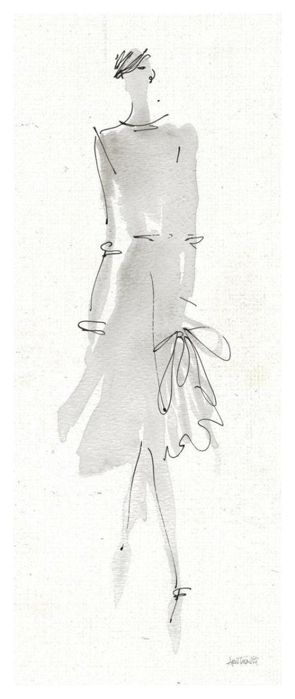 "La Fashion I Gray" Digital Paper Print by Anne Tavoletti, 14"x32"