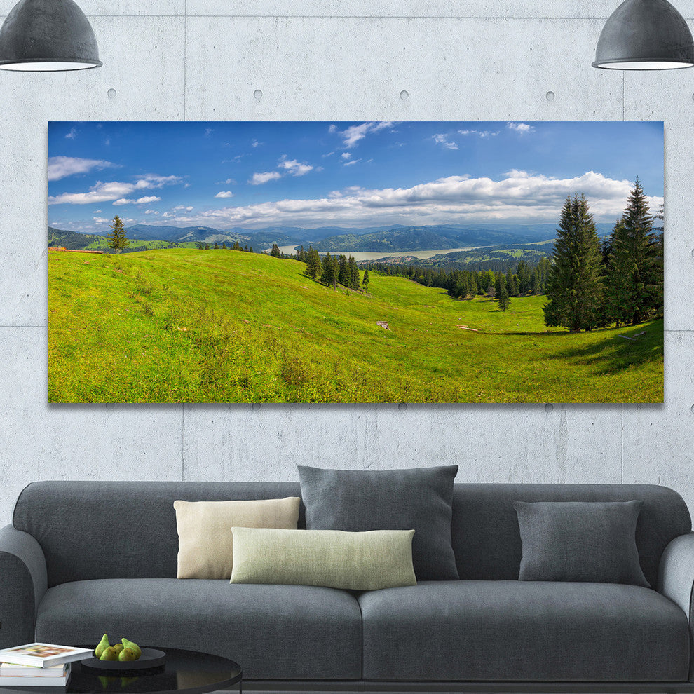 Summer in Ceahlau Mountains, Landscape Canvas Art Print, 60"x28"