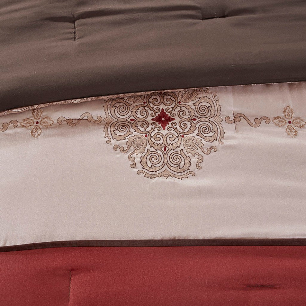 Madison Park Essentials Delaney 24-Piece Room-in-a-Bag Comforter Set, Red, Queen