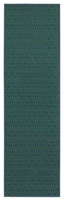 Meridian 1634Q, Navy/Green, 5'3"x7'6"