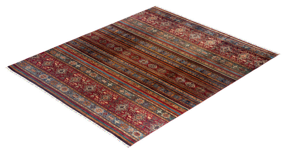Tribal One-of-a-Kind Hand-Knotted Area Rug Red, 8' 4" x 9' 10"
