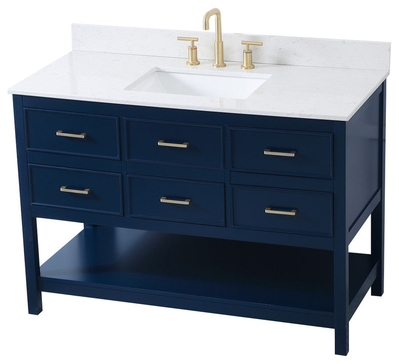 Skylar 48" Single Bathroom Vanity, Blue, With Backsplash