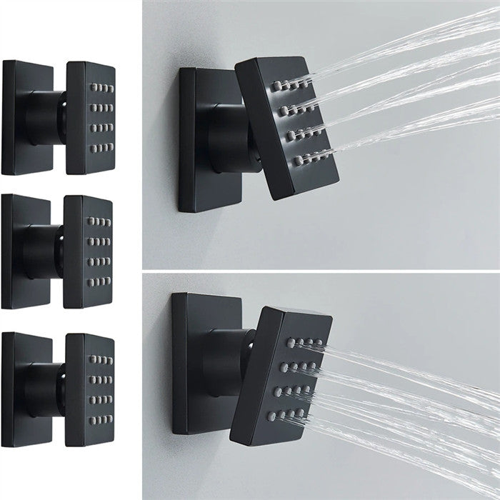 Formia 20" Digital Mist Rainfall Shower System With 6 Body Jets, Matte Black