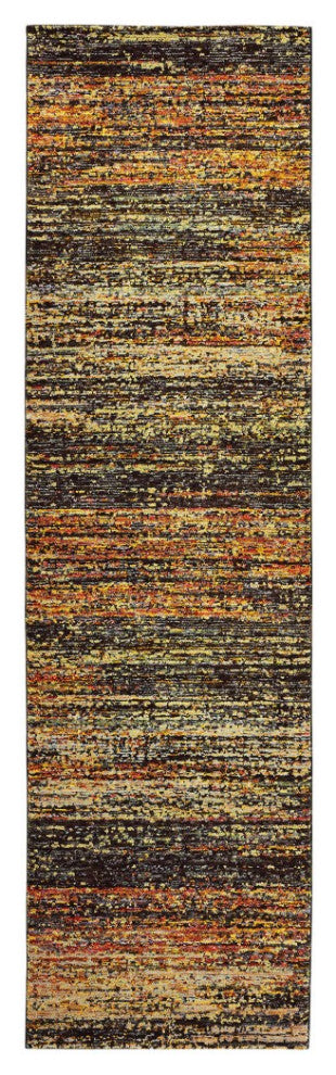 2'X8' Gold And Slate Abstract Runner Rug