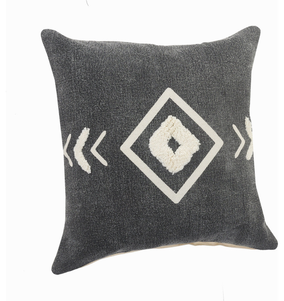 Tufted White Geometric Diamond Throw Pillow