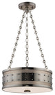 Gaines, 16" Pendant, Historic Nickel Finish, Frosted Inside-Clear Outside Glass