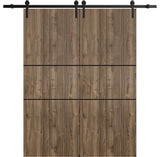 Sturdy Double Barn Door 64 x 80 with | Planum 0014 Walnut with  | 13FT