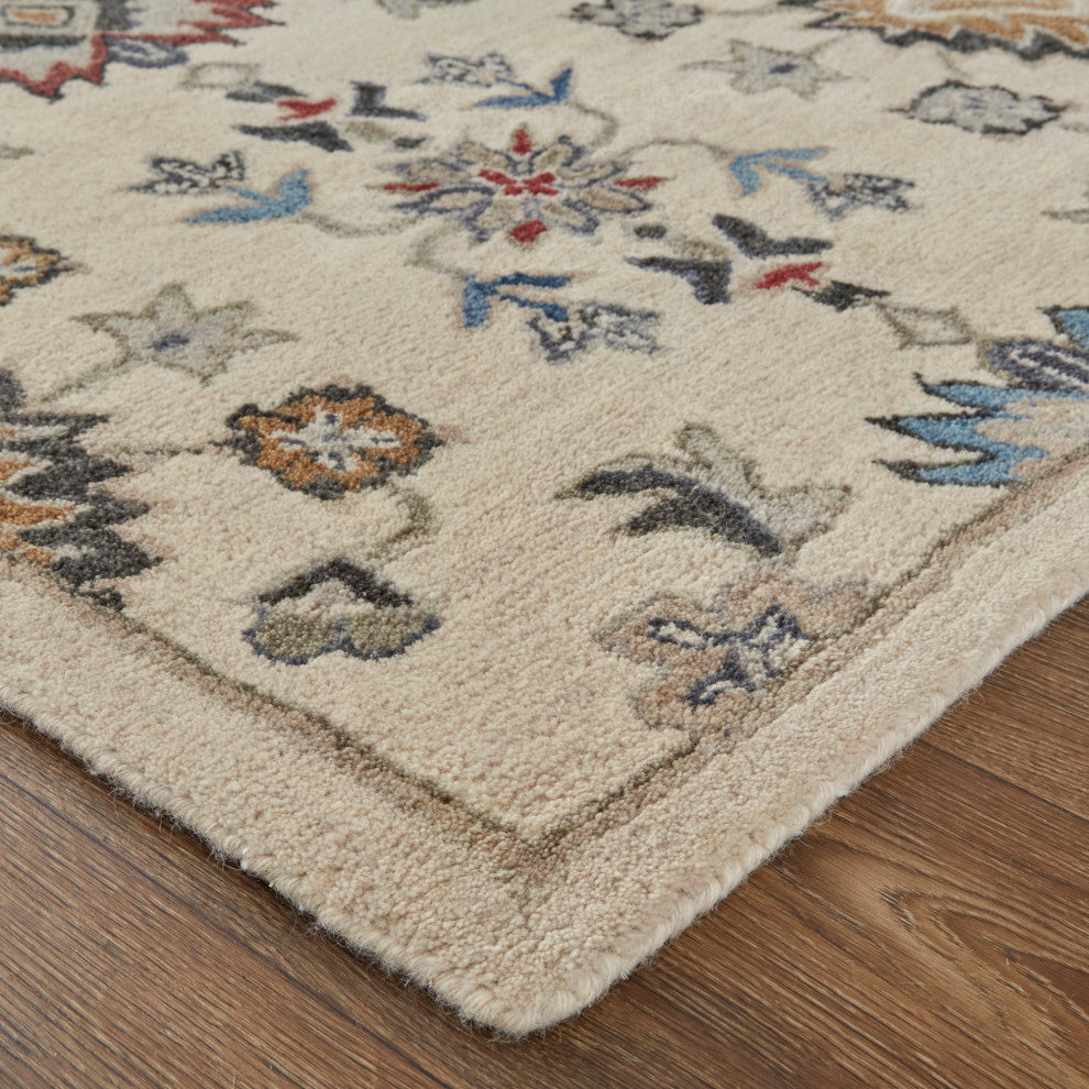 Weave & Wander Mattias Persian Ivory Sand/Blue/Red Rug, 9' X 12'