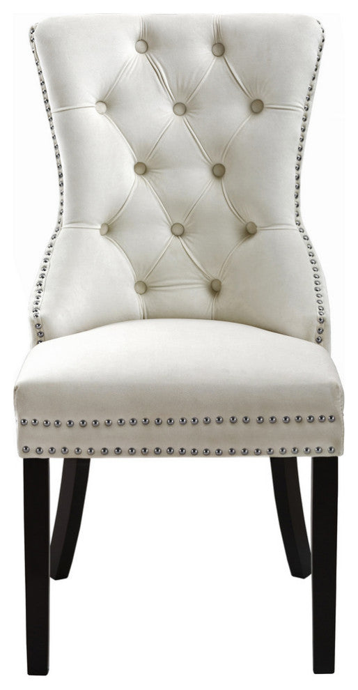 Nikki Velvet Dining Chairs, Set of 2, Cream