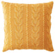 Large Cozy Cable Knit Square Pillow 26 in Ochre Yellow Cotton Floor Cushion