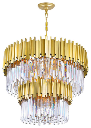 Deco 12 Light Down Chandelier With Medallion Gold Finish