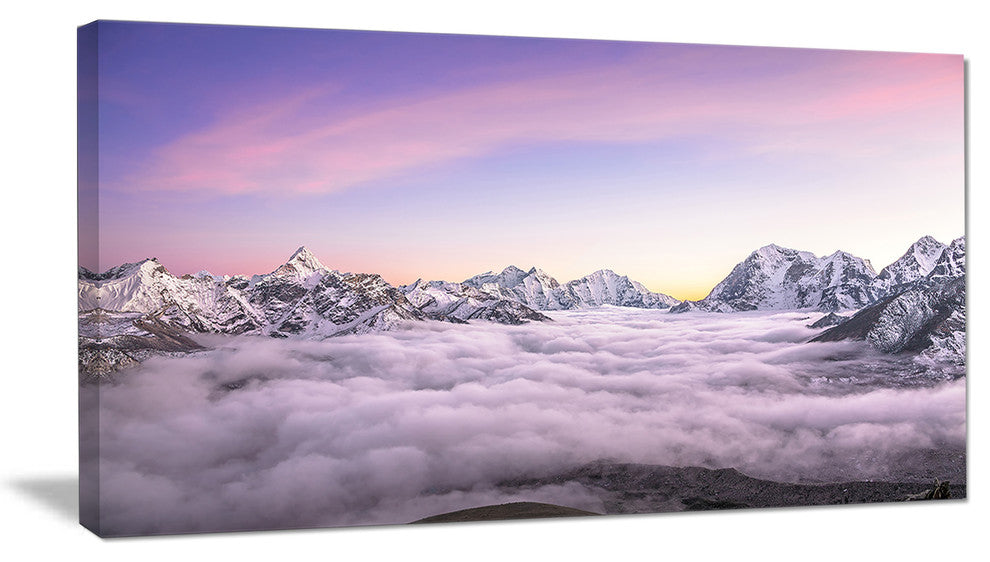 Clouds Sunrise Ama Dablam, Large Landscape Canvas Art, 32"x16"