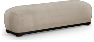 Calum Upholstered Bench, Beige, Chenille Fabric, Black Finish