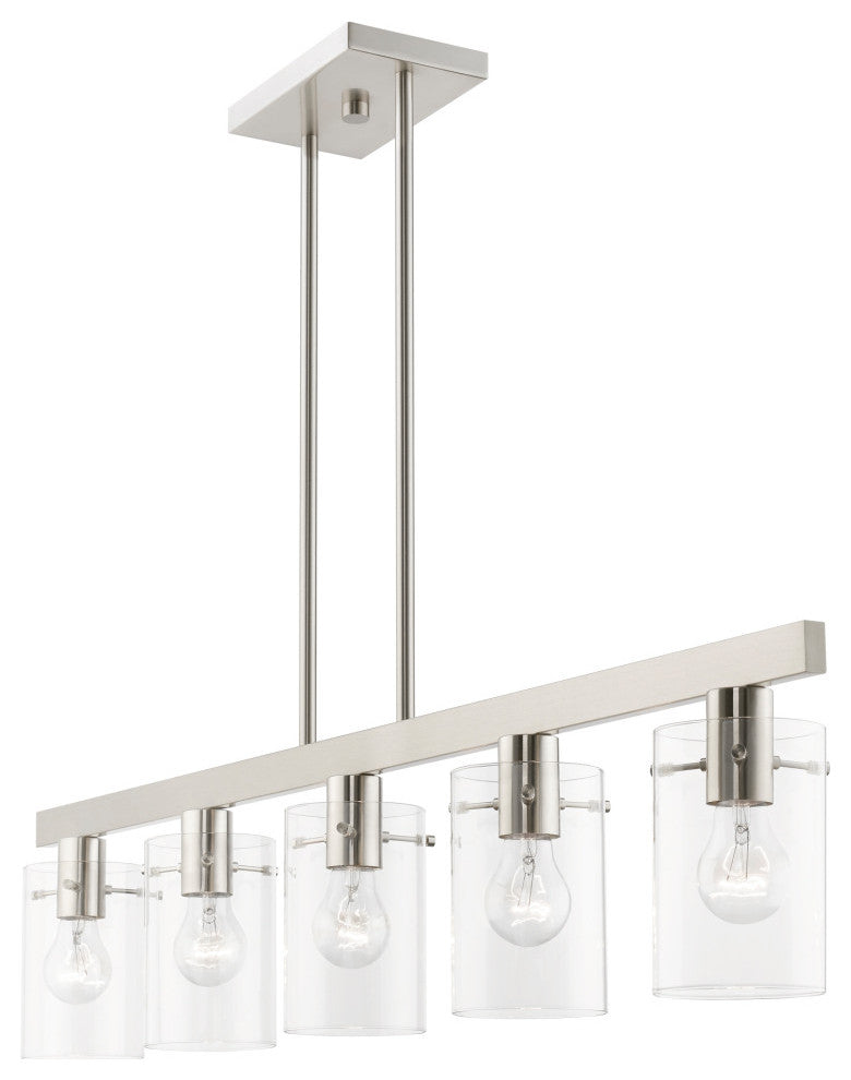 Munich 5 Light Brushed Nickel Linear Chandelier