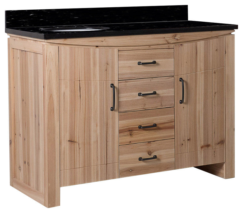 Wallace Solid Fir Single-Sink Vanity, Left Sink, 48", Black Galaxy Top