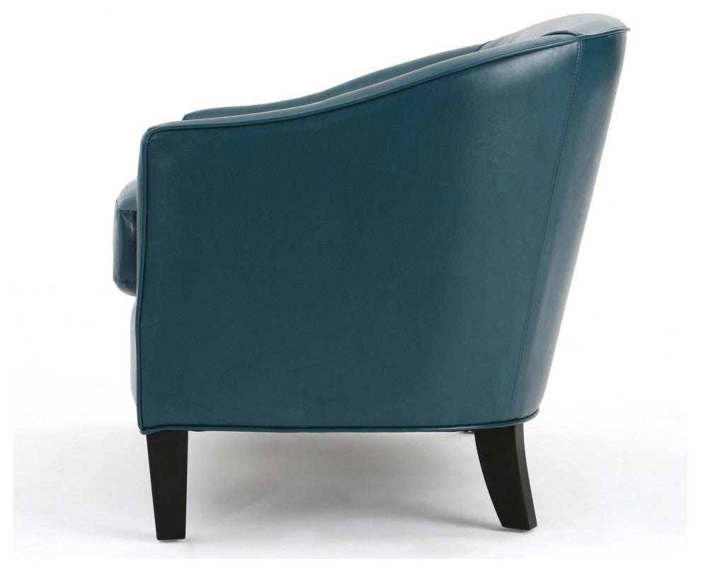 GDF Studio Isolde Modern Petite Loveseat, Teal Leather