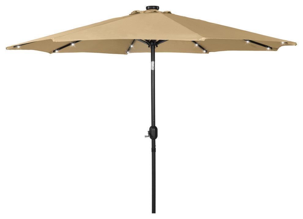WestinTrends 9Ft Outdoor Patio Solar Powered LED Light Market Table Umbrella, Beige