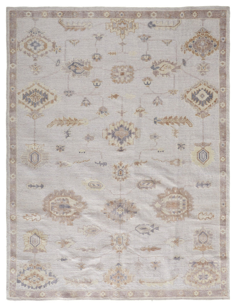 Weave & Wander Tierney Eco Friendly PET Oushak Rug, Warm Gray/Ivory Cream, 9' X