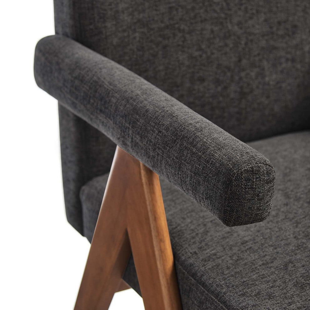 Lyra Fabric Dining Room Chair, Set of 2, Dark Gray Fabric
