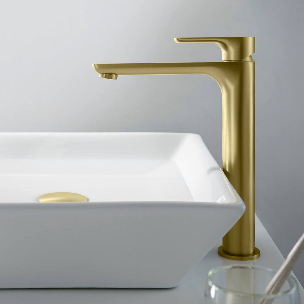 Tender-T Single Handle Bathroom Vessel Sink Faucet, Brushed Gold