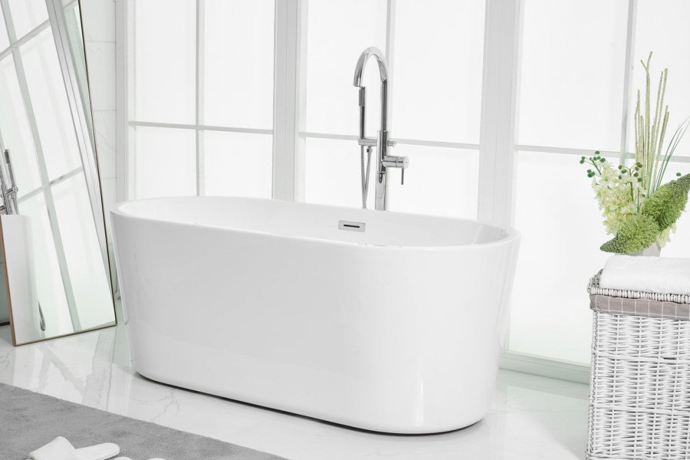 Owen 59" Soaking Roll Top Bathtub, Glossy White