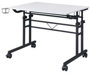 Rolling Writing Desk With Height Adjustable Desktop, White