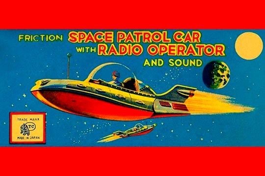 Space Patrol Car with Radio Operator- Paper Poster 20" x 30"
