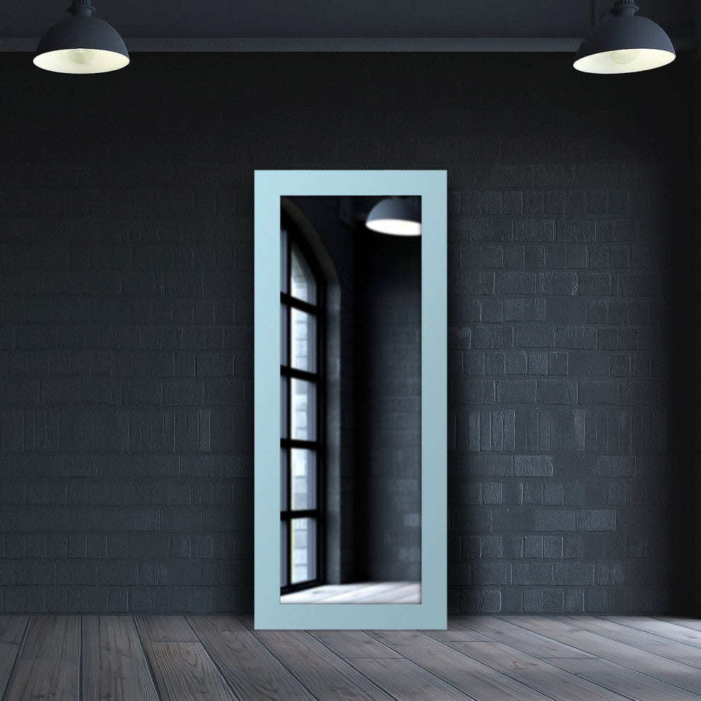 72"x30" Pop of Color Wall/Floor Mirror Art, Soft Blue