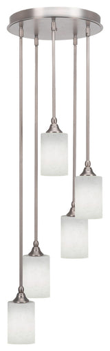 Empire 5-Light Cluster Pendalier, Brushed Nickel/White Muslin
