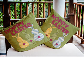 Hoppy Easter Polyester Indoor/Outdoor Pillow, Apple Green, 20"x20"