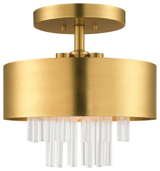 Livex Lighting Orenburg 3 Light Natural Brass Semi-Flush