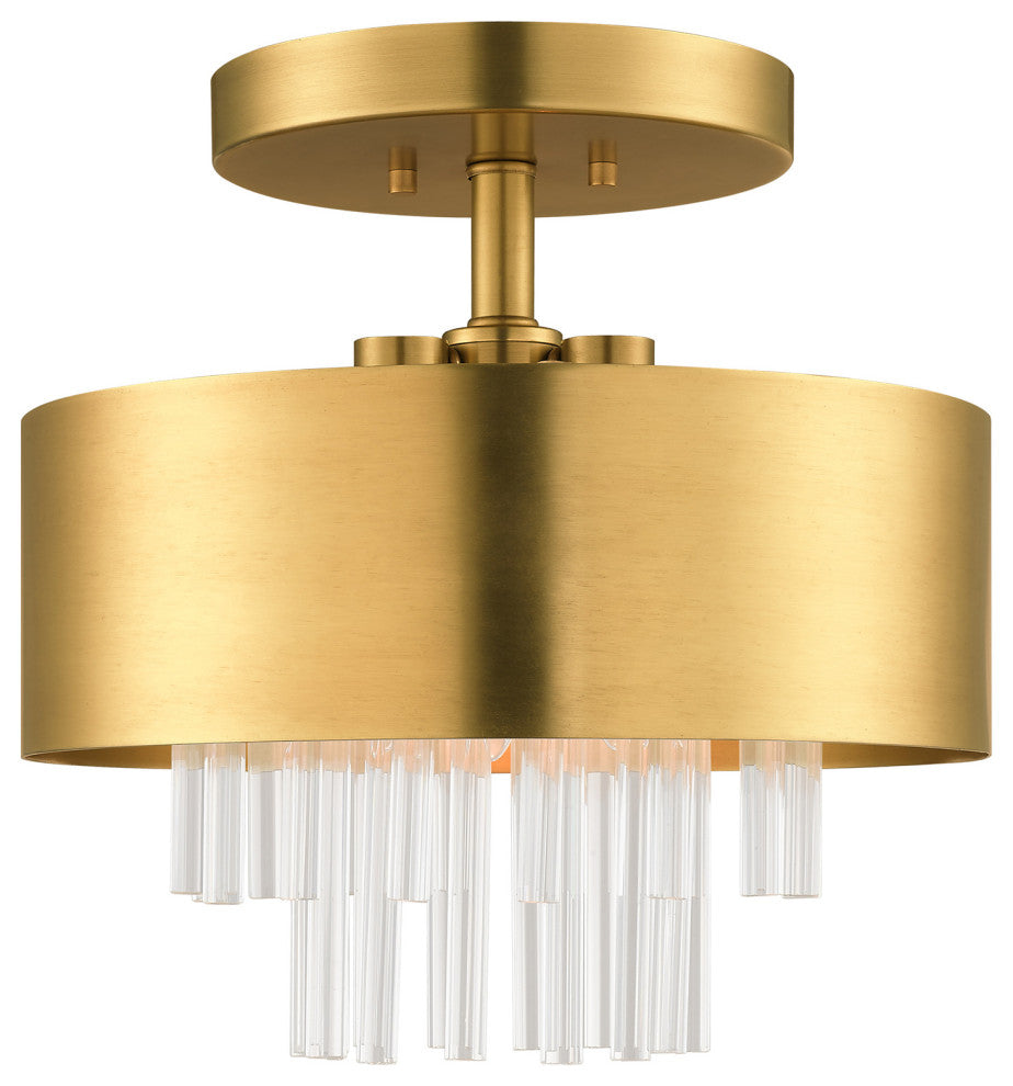 Livex Lighting Orenburg 3 Light Natural Brass Semi-Flush