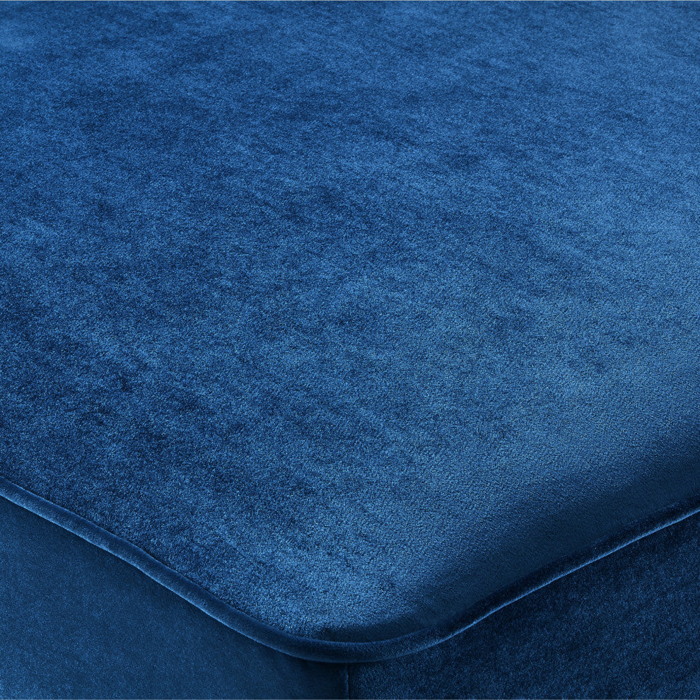 Jeannie Velvet Square Storage Ottoman, Navy