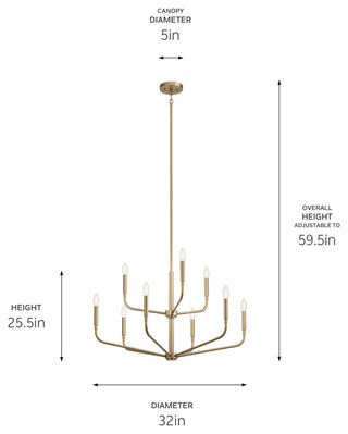 Madden Chandelier, Black, Champagne Bronze, 32" 2 Tier