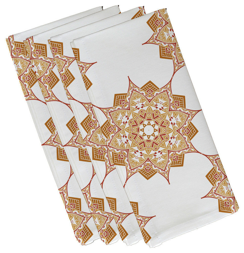 Rhapsody, Geometric Print Napkin, Gold, Set of 4