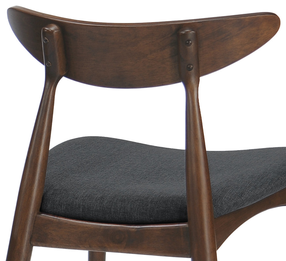 GDF Studio Issaic Mid Century Design Wood Dining Chairs, Set of 2, Charcoal/Walnut