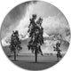 Three Trees In Front Of Mountains, Landscape Round Metal Wall Art, 11"