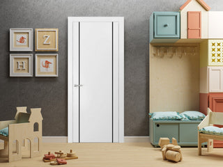 Solid French Door 28 x 96 | Planum 0016 White Silk with| Bathroom